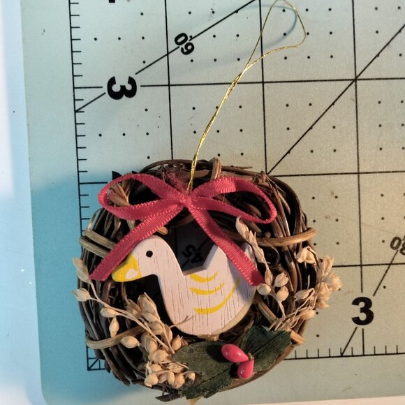Small Grapevine Wreath Ornament Painted Duck Bow Rustic Farmhouse Miniature - Picture 3 of 4